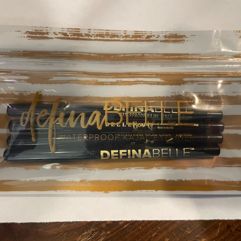 Blk, Espresso, Deep plum, Twilight Belle Beauty Definabelle Kajal liner 4 PK
